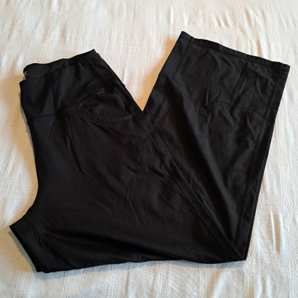Promover women's XXL black wide leg leggings, have front pockets